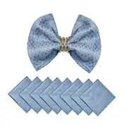 Cloth Napkins Set of 8 – Square 17x17 Inch Jacquard Fabric Polyester Light Blue