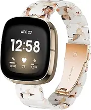 Miimall Compatible with Fitbit Versa 3/Fitbit Sense Resin Band Women Men Lightweight Wristbands with Metal Stainless Steel Buckle Replacement Bands Straps for Fitbit Versa 3/Sense