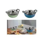 Enamelled Stockpot with Glass Lid Cookware Saucepan for Kitchen BBQ Home