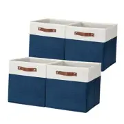 12 inch Cube Storage Bins, Gift Baskets Empty for Boy 12"-4 pack White&Blue