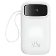 Baseus QPow2 10000mAh Dual-Cable Digital Display Fast Charge Power Bank 22.5W - White