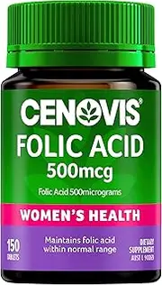 Cenovis Folic Acid 500mcg Tablets 150 - Helps support Healthy Foetal Brain Development - Supports Red Blood Cell Production in Adults - Maintains Folic Acid Levels Within Normal Range in Adults
