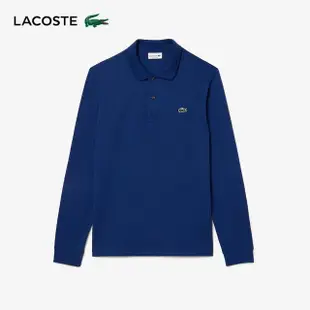 【LACOSTE】男裝-經典L1312長袖Polo衫(藍色)