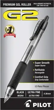 Pilot G2 Gel Pens in Premium Black - Pack of 12 - NEW in Box - P31277
