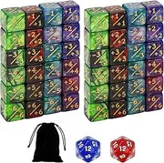 SIXPOINTS 50PCS MTG Dice Counters Bulk +1/+1 Tokens Creature Stats 6 Sided & D20 Dice Set for Magic The Gathering, MTG, TCG, Card Games Accessories,4 Colors