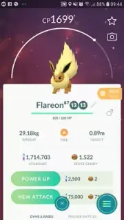 Shiny Flareon ( Eevee Evolution ) Pokemon Trade Go