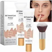 BB Tinted Moisturizer SPF 30 - Hydrating & Smoothing BB Cream with Broad-*Spectrum* SPF, Full Coverage for Light-Medium Skin Tones, BB Tinted Care Primer, Lightweight&Silky (Natural, 2 PCS)
