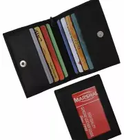 Black Mens LEATHER Bifold Wallet ID Credit Card Holder Front Pocket