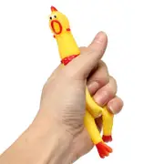 3 Pcs Squeeze Yellow Screaming Rubber Chicken Pet DogToy Squeaker Stress Relievers Gift