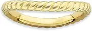 [JewelryWeb] 2.25mm 925 Sterling Silver Textured Patterned Stackable Polished Gold PlatedWave Ring Size 6-Stackable-Ring for Women