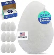 HartFelt [10 Pack] Regular Exfoliating Facial Sponge for Face - Daily Cleansing Face Scrubber - Buf Dirt Away with Puf Styled Reusable Face Pads for Removing Makeup, Dirt, and Dead Skin - Made in USA