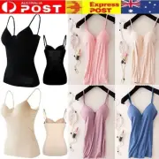 Womens Camisole Tops With Built in Bra Tank Padded Adjustable Strap Vest Top AU
