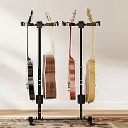 ISXACFF Floor Guitar Stand 4 Hanging Adjustable Height Guitar Holder for 4 Guitars Metal Display Guitar Rack with Gravity Protection Lock for Multiple Bass Acoustic Electric Guitar