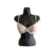 Playtex Love My Curves Beige Side-Smoothing Embroidered Underwire Bra 38C