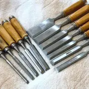 Japanese Vintage Chisel Set of 12 NOMI Japanese Carpentry Woodworking Tool JPN