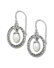 Samuel B Silver Pearl Open Drop Earrings
