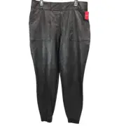 Spanx Size 1X Vegan Leather Like Noir Black Shaping Jogger Pants NWT
