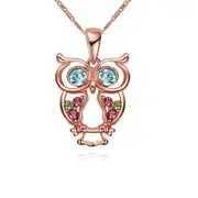 Veile Studios Necklaces Rose Gold Plated Glass And Czech Drill Owl Necklaces & Pendants