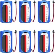 (6-Pack) ER34615 with SM Black Plug 3.6V 19000mAh D Size Non-Rechargeable Lithium Battery LS-33600 XL-205F for CNC & Printing Machine Tool,Meter,Clock