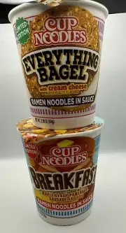 Nissin Cup Noodles Everything Bagel and Breakfast Ramen Noodles 2 Cups Ships Now