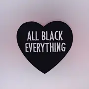 All Black Everything Patch — Iron On Badge Embroidered Motif — Heart Biker Motto