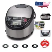 Premium 5.5-Cup Electric Rice Cooker & Steamer - 10 Cook Settings, Easy to Clean