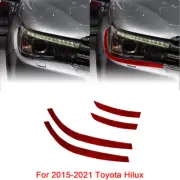 For 2015-2021 Toyota Hilux Headlight Eyebrow Frame Carbon Fiber Trim Red 4Pcs (for: Toyota)