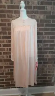 Shadowline Robe NWT NOS Sz M Medium Peach Top Buttons Open Front Pockets Opaque