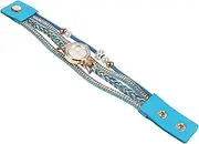 [VALICLUD] Pearl Wristwatch Vintage Watches Display Quartz Gold Rhinestone Women Classic Pearl Bracelet Wrist Stopwatch Blue
