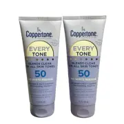 Coppertone EVERY TONE Sunscreen Lotion SPF 50, Blends Clear, 7oz Ea, 2 PACK
