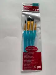 NEW Craft Smart Black Taklon Brushes ( 4 pc ) Value pack non-slip rubber grip