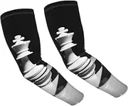 [FHEDVBN] black and white chess Arm Sleeves Compression Arm Covers for Men Women Outdoor Sun Sleeves Cooling Sports Sleeve, Black