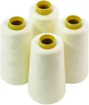 4 Large Light Cream Color Cones of Polyester Threads for Sewing Quilting Serger