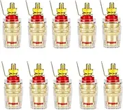 CCWUTQF 10PCS Brass 4mm Crystal Binding Post Compatible Thread Audio Speaker Amplifier Banana Plug Terminals Connector Audio DIY(Red Short 10PCS)