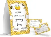 Pazag Guess How Many Gummy Bears are in The Jar, Honey Bee Baby Shower Games, Honey Bee Theme Baby Shower - One Sign and 50 Cards (GES14)