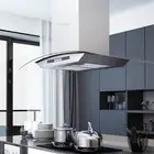Island Range Hood 90 cm LCD Display Touch Sensor 756 m³/h LED Kitchen Vent 50662