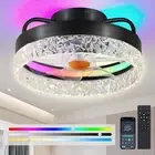 13in Flush Mount Ceiling Fan with RGB Light - Small Bladeless Ceiling Fan