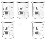 Eisco Labs 5 Pack Heavy Duty Glass Beaker 1000ml Thick Walls White Graduations