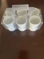 Set of 6 NEW CIB WHITE ESSENTIALS EASTER SPRING WHITE EGG CUP HOLDERS!