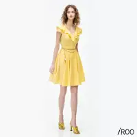 在飛比找momo購物網優惠-【iROO】鳶尾黃棉質洋裝