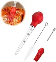 Turkey Baster with Cleaning Brush,Premium Baster Tool Baster Syringe for Home Baking and Roaster Turkey,Include Detachable Silicone Bulb, Injector Needles for Basting and Marinating Beef Pork Fish