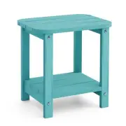 2-Tier Outdoor Side Table, 16" Adirondack Small Side Table All Aruba Blue