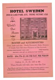 1934 World's Fair Hotel Sweden Flyer Advertising Ephemera Leaflet Photo Chicago