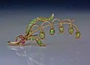 2Ct Round Cut Green Peridot Womens Lab Created Brooch Pin 14k Rose Gold Plated