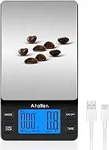 Ataller Mini Coffee Scale with Timer, USB Rechargeable Espresso Scale, Drip Coffee Scale, Digital Pocket Gram Scale and Ounce Scale, Resolution 0.1g, Max 2000g