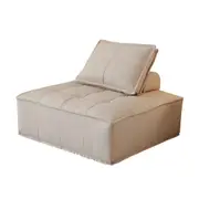 MIUZ 1pc Large Modular Sofa Lounge Chair Tofu Sofa Armless Seat PU Leather Couch Seat