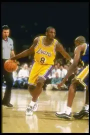 Guard Kobe Bryant Los Angeles Lakers dribbles the ball as a Golden- Old Photo