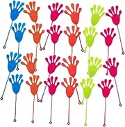 PERSELOSO 50Pcs Funny Sticky Hand for Elastic Reusable Party Favors for Birthdays Festivals and Fun Activities Random Color with String