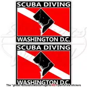 DISTRICT of COLUMBIA SCUBA DIVING Flag-Washington DC Map USA R Stickers 75mm x2