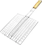 Totority 1pc BBQ Baking Rack Stainless Steel Grill Basket Durable Barbecue Wire Mesh Tool for Easy Grilling Ergonomic Handle for Thick Foods for Outdoor Cooking
